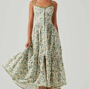 ASTR Yamila Floral Eyelet Midi Dress